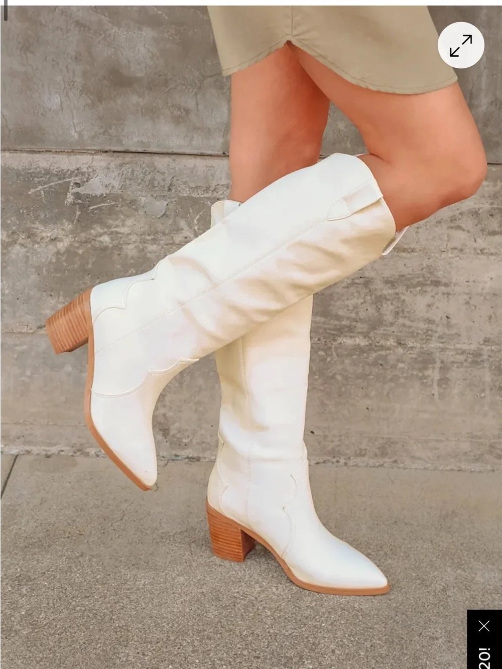 Billini White Over-the-Knee Western Boots with Stacked Heel